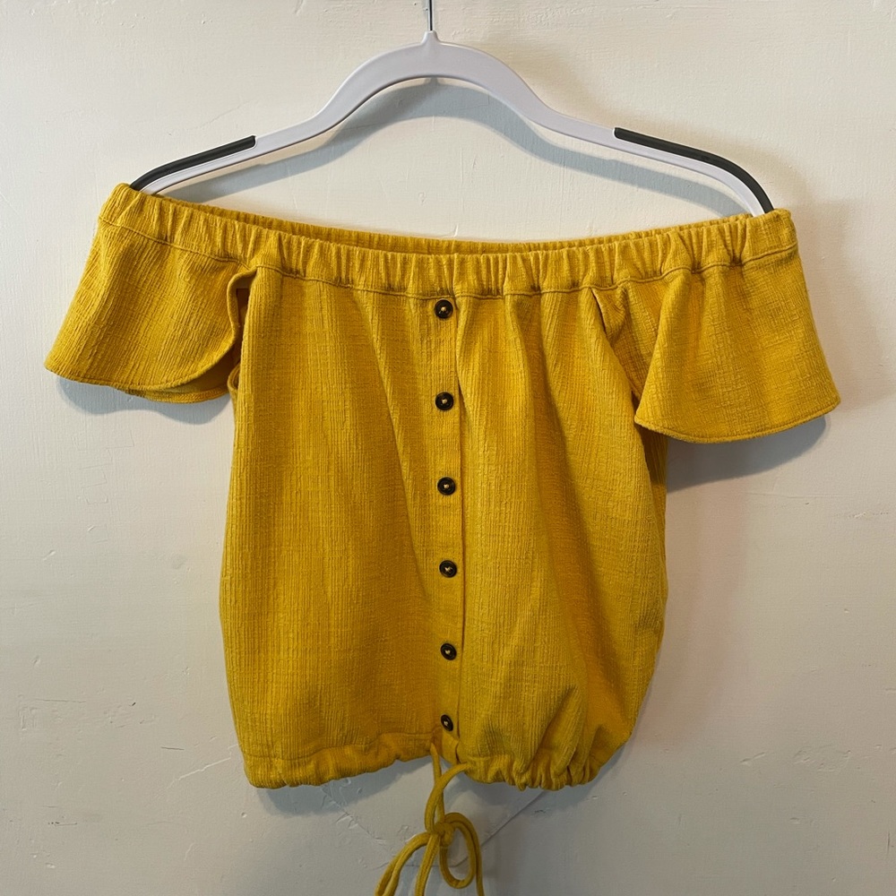 Madewell Mustard Yellow Off the Shoulder Top